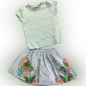 MINI BODEN 4/5 Blue Zebra Skirt Set